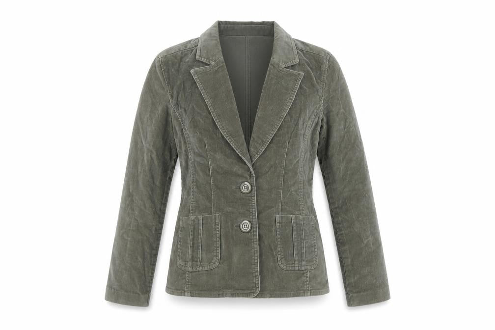 Foxhole Women’s Beige Corduroy Blazer Size 8 Two-Button Jacket