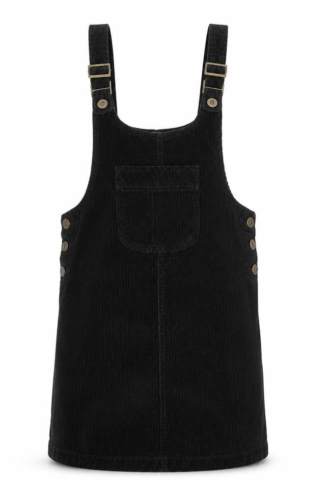 Denim Co. Women Black Corduroy Pinafore Dress Size 8 Adjustable Straps