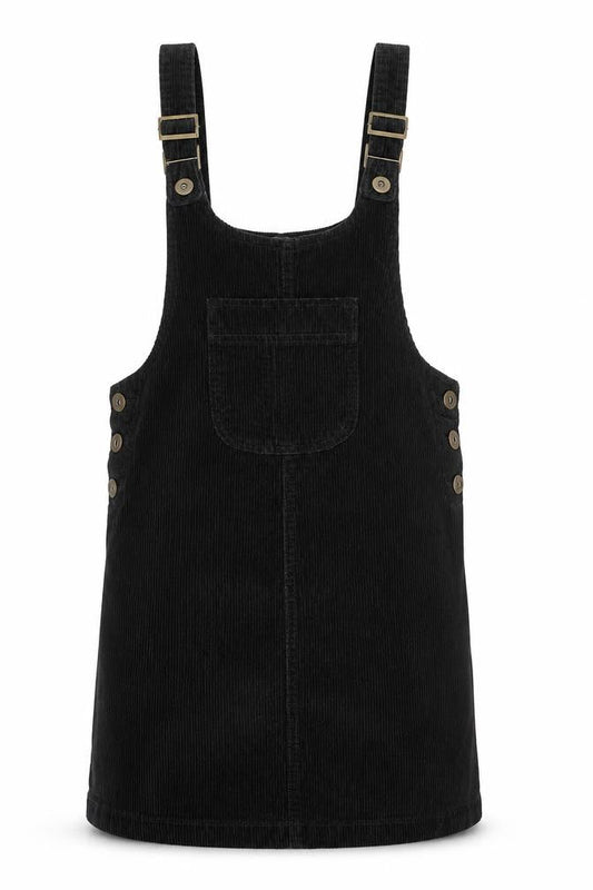 Denim Co. Women Black Corduroy Pinafore Dress Size 8 Adjustable Straps