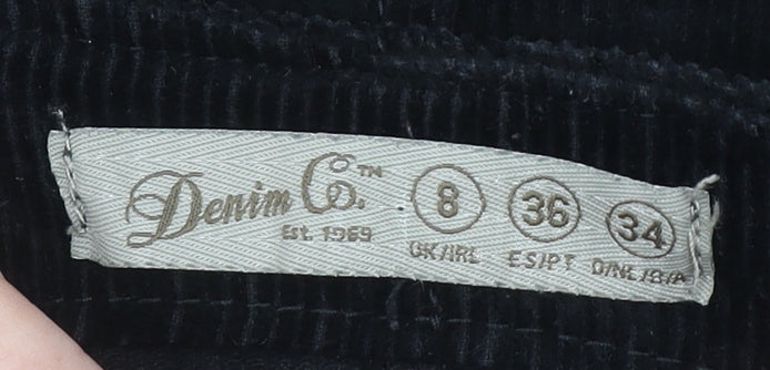 Denim Co. Women Black Corduroy Pinafore Dress Size 8 Adjustable Straps