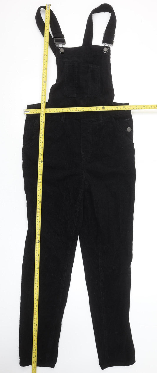 Tu Black Corduroy Dungaree Jumpsuit Women Size 8 Adjustable Straps