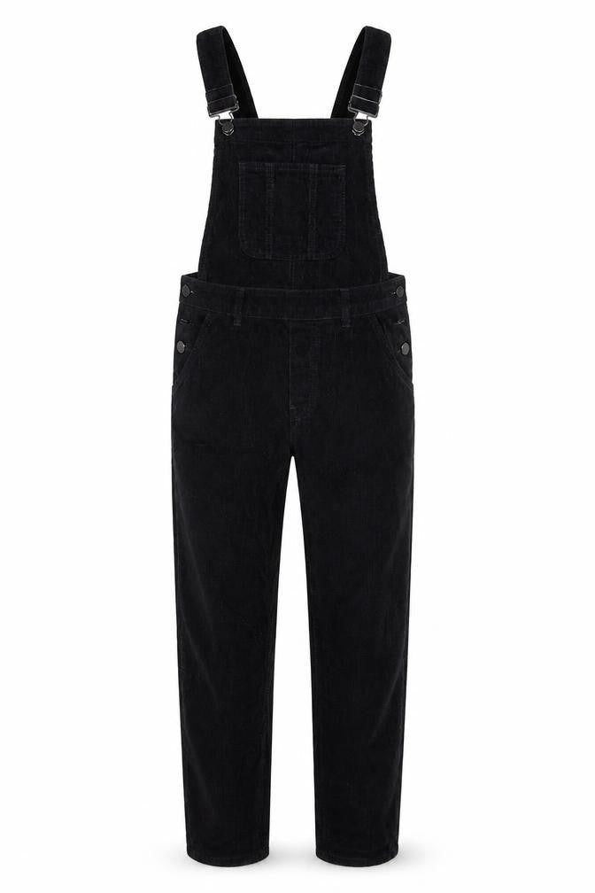 Tu Black Corduroy Dungaree Jumpsuit Women Size 8 Adjustable Straps