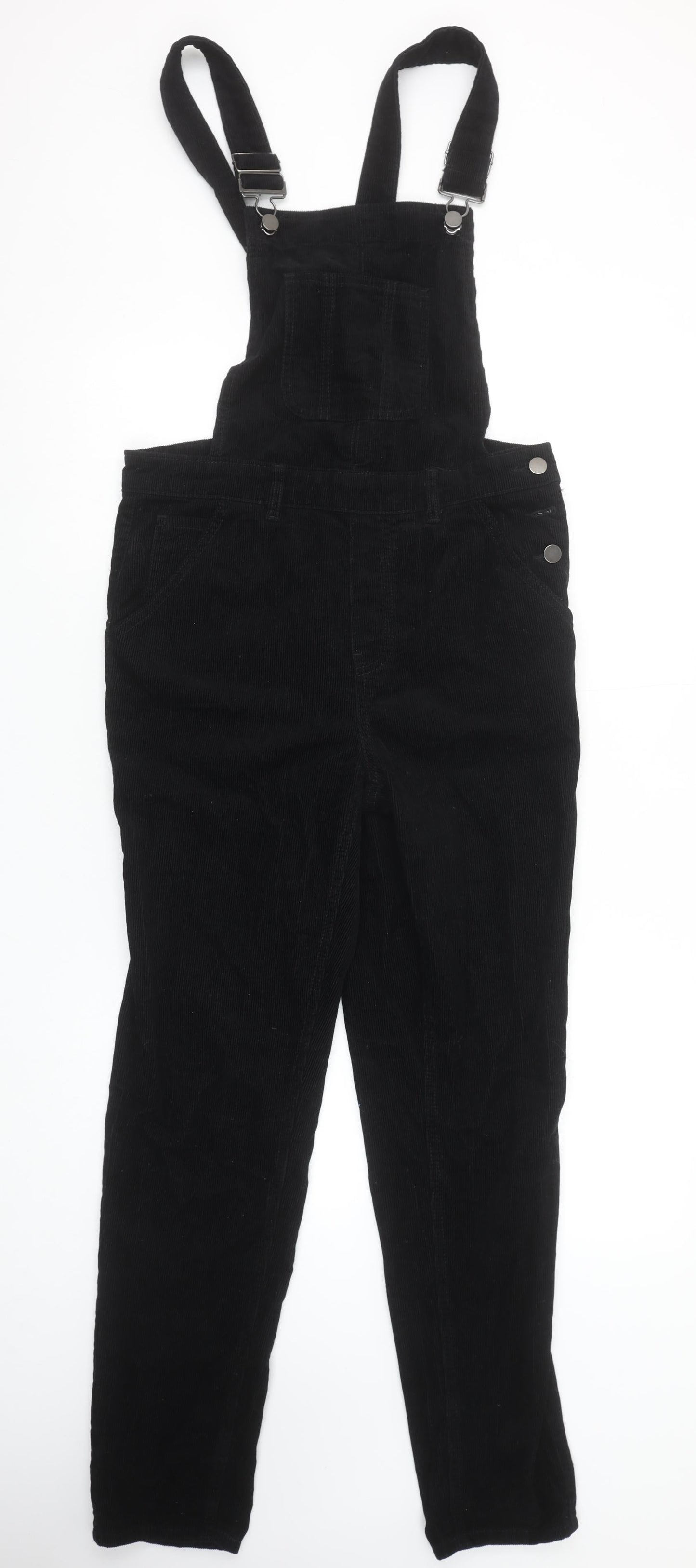 Tu Black Corduroy Dungaree Jumpsuit Women Size 8 Adjustable Straps