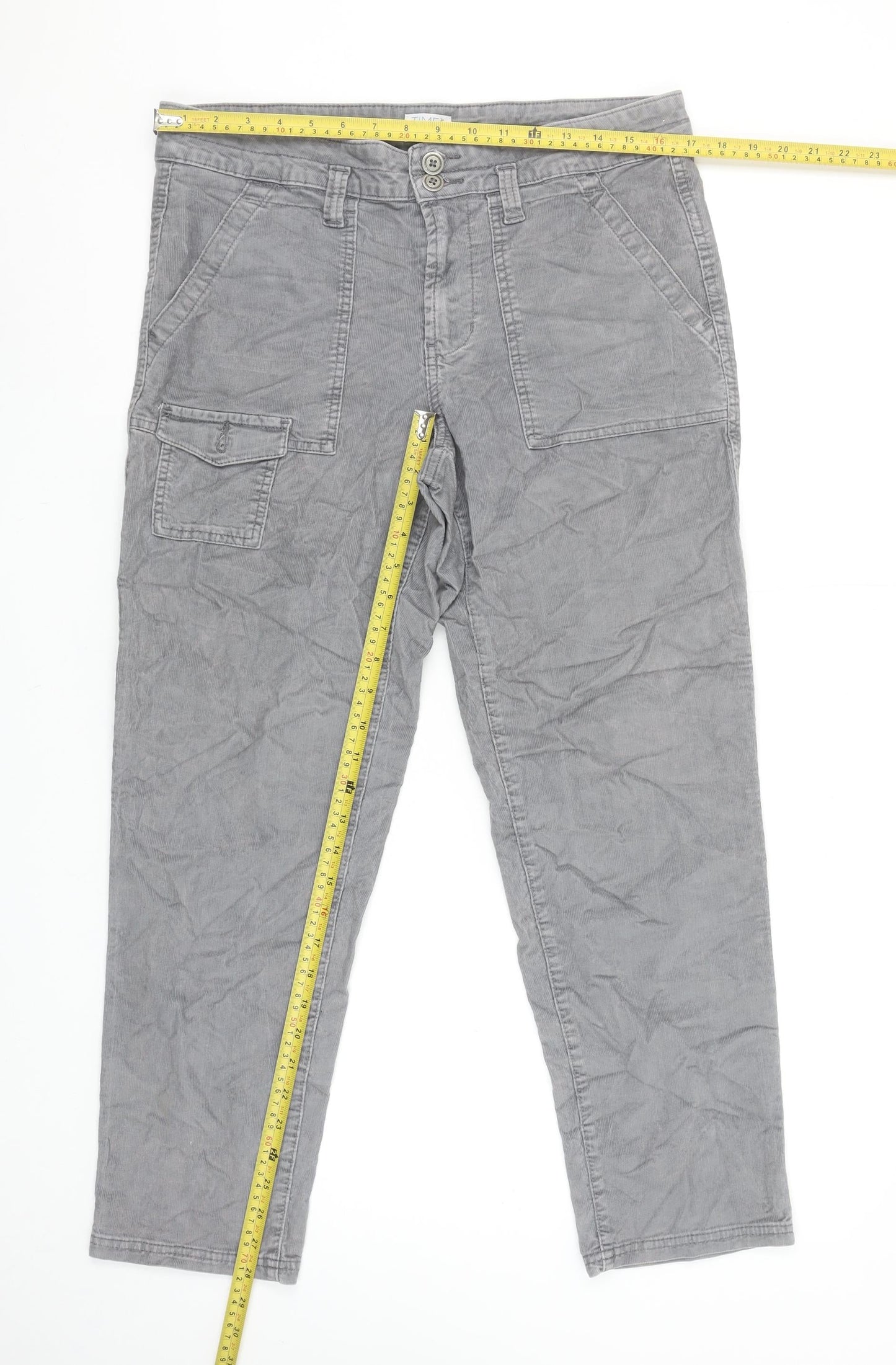Time and Tru Women’s Grey Cargo Trousers Size 10 Cotton Blend