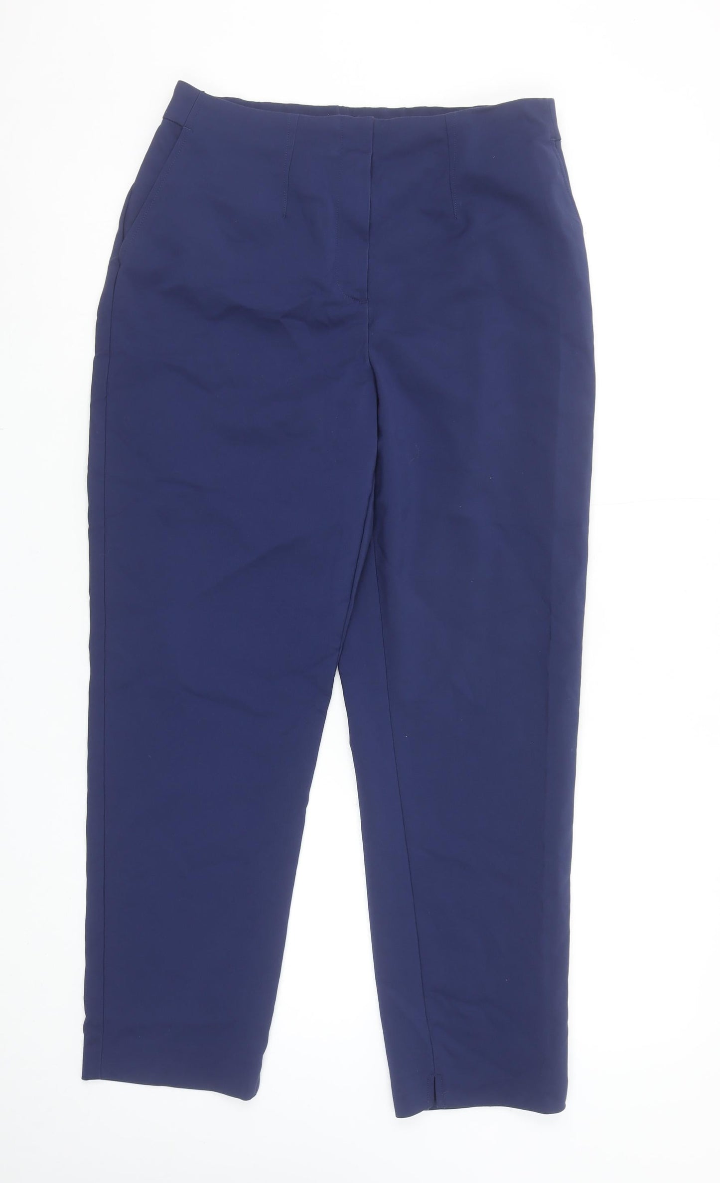Dunnes Women Blue Size 12 Straight Leg Cotton Blend Trousers