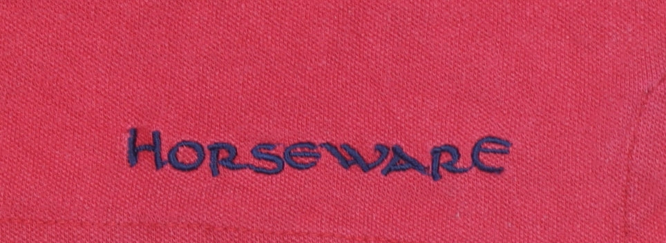 Horseware Women's Red Cotton Polo Shirt UK 12 Equestrian Style