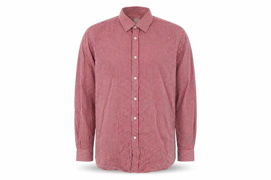 Remus Uomo Men's Red Checked Long Sleeve Cotton Tapered Fit Shirt Size 17
