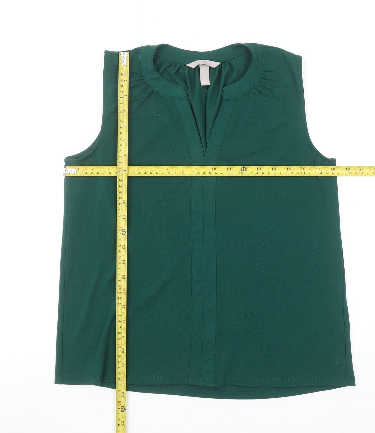 H&M Women’s Green Sleeveless V-Neck Blouse Size S