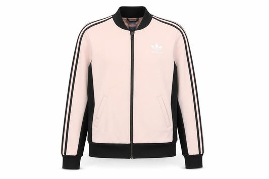 Adidas Women Pink Black Full Zip Sweatshirt Size 10 Logo Design