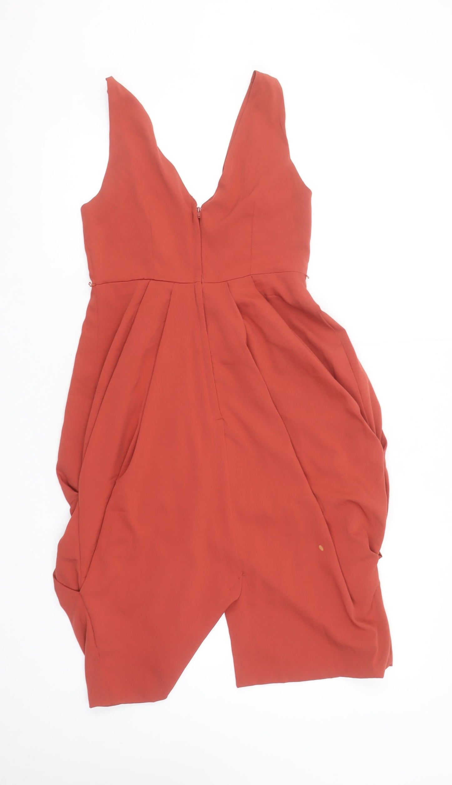 H&M Women’s Red Ruffle Bodycon Dress Size 8 Sleeveless Polyester
