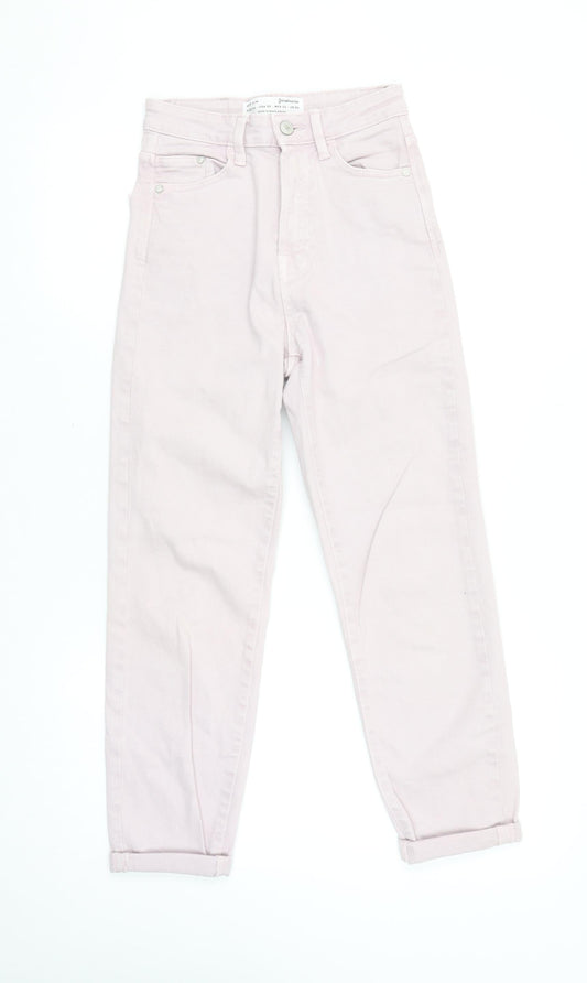 Stradivarius Women’s Pink High Rise Mom Jeans Size 8 Regular Fit