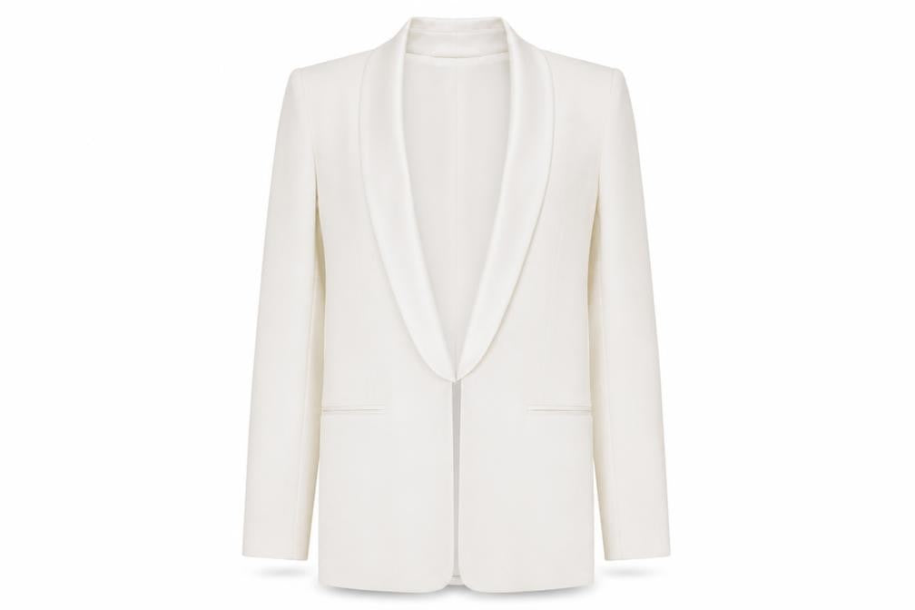 Soma London Women's Ivory Bouclé Tuxedo Blazer Jacket Size S