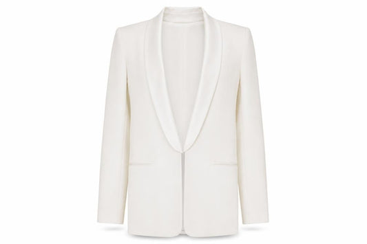 Soma London Women's Ivory Bouclé Tuxedo Blazer Jacket Size S