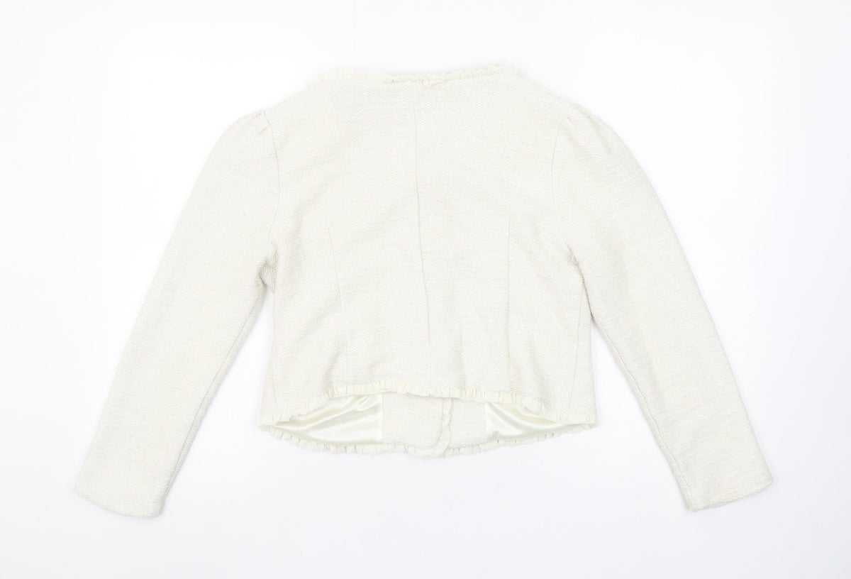 Soma London Women's Ivory Bouclé Tuxedo Blazer Jacket Size S