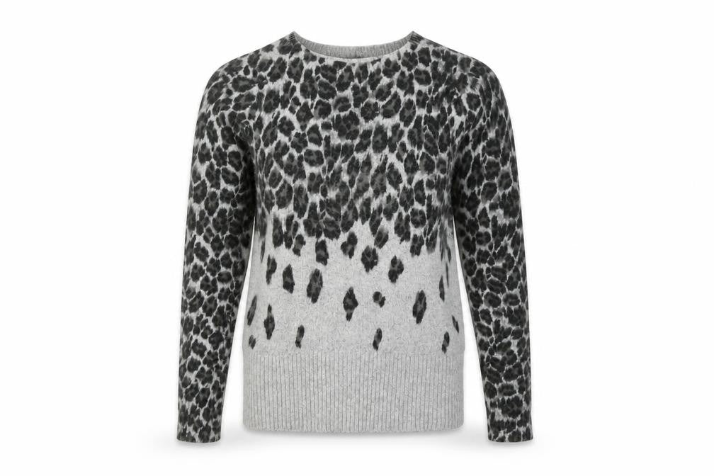 Oasis Women’s Grey Leopard Print Pullover Jumper XS