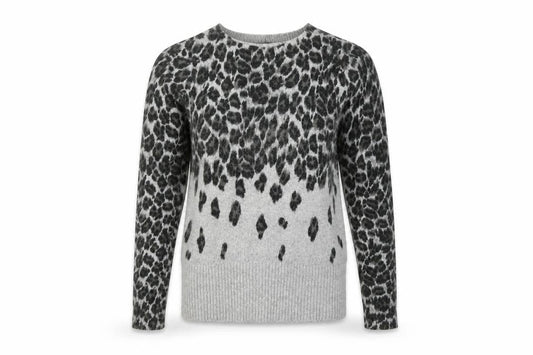 Oasis Women’s Grey Leopard Print Pullover Jumper XS