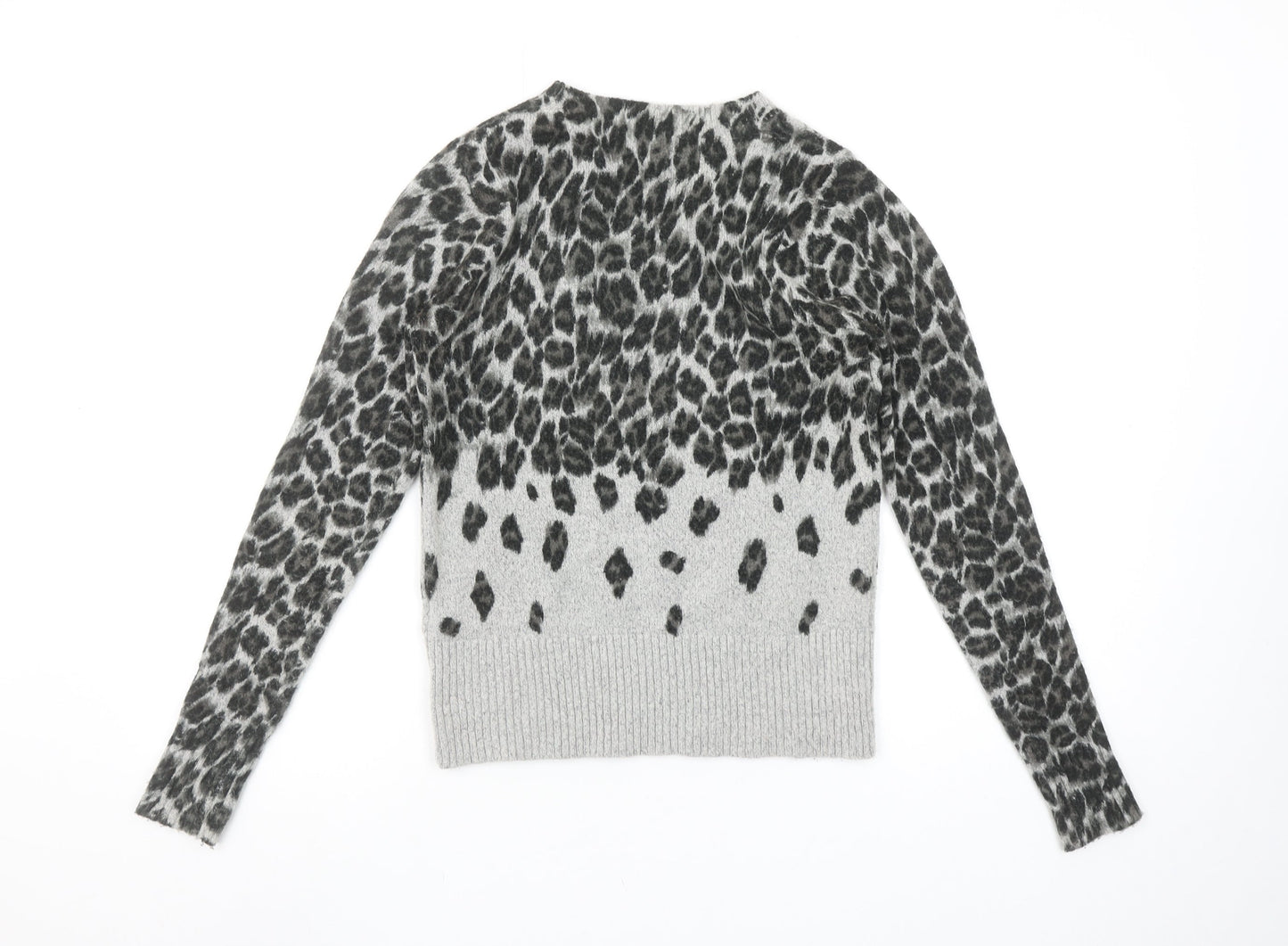 Oasis Women’s Grey Leopard Print Pullover Jumper XS