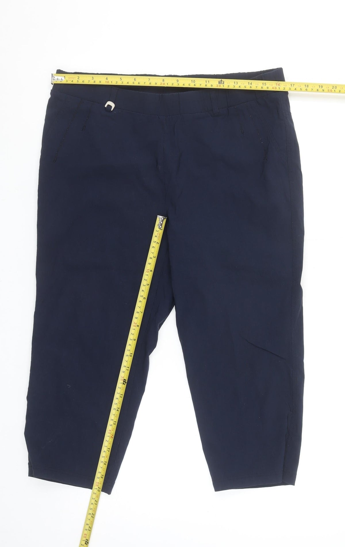 Punt Roma Women’s Navy Blue Cropped Trousers Size L Cotton Blend