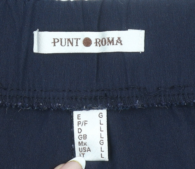 Punt Roma Women’s Navy Blue Cropped Trousers Size L Cotton Blend