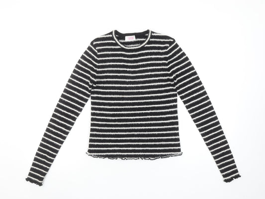 Savida Women’s Black White Striped Long Sleeve Knit Top Size 10