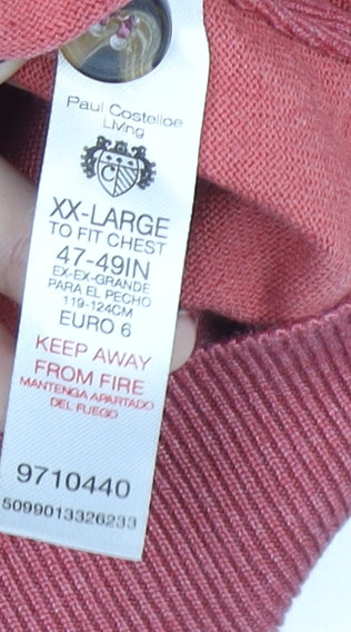Paul Costelloe Women’s Red Henley High Neck Jumper 2XL