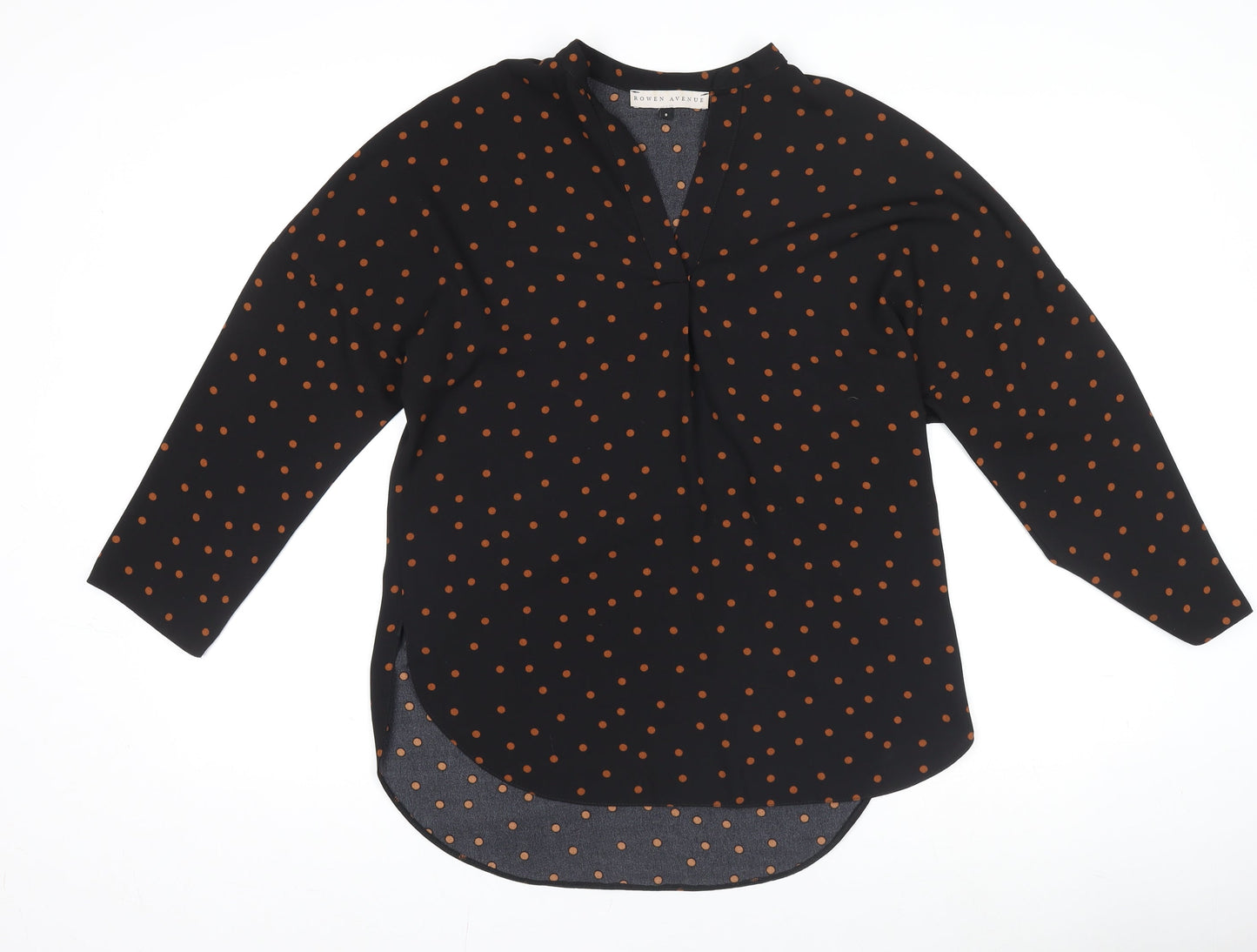 Rowen Avenue Women's Black Polka Dot Long Sleeve Blouse Size 8