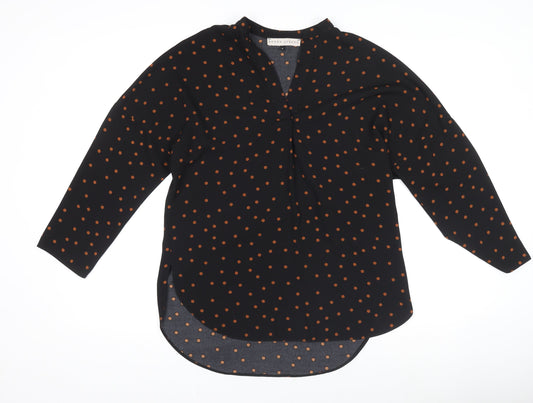 Rowen Avenue Women's Black Polka Dot Long Sleeve Blouse Size 8