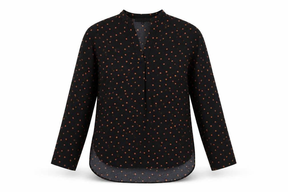 Rowen Avenue Women's Black Polka Dot Long Sleeve Blouse Size 8