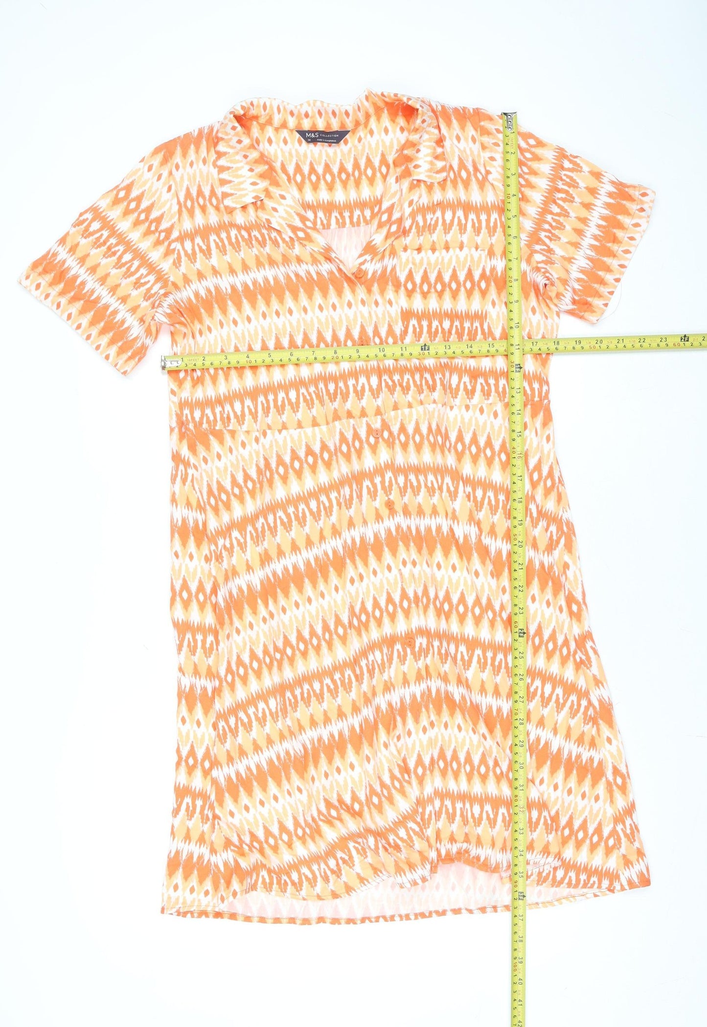 Marks and Spencer Women Orange Geometric Shift Dress Size 14