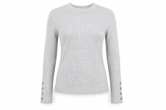 Marks and Spencer Women’s Silver Knit Long Sleeve Button Cuff Top Size 10
