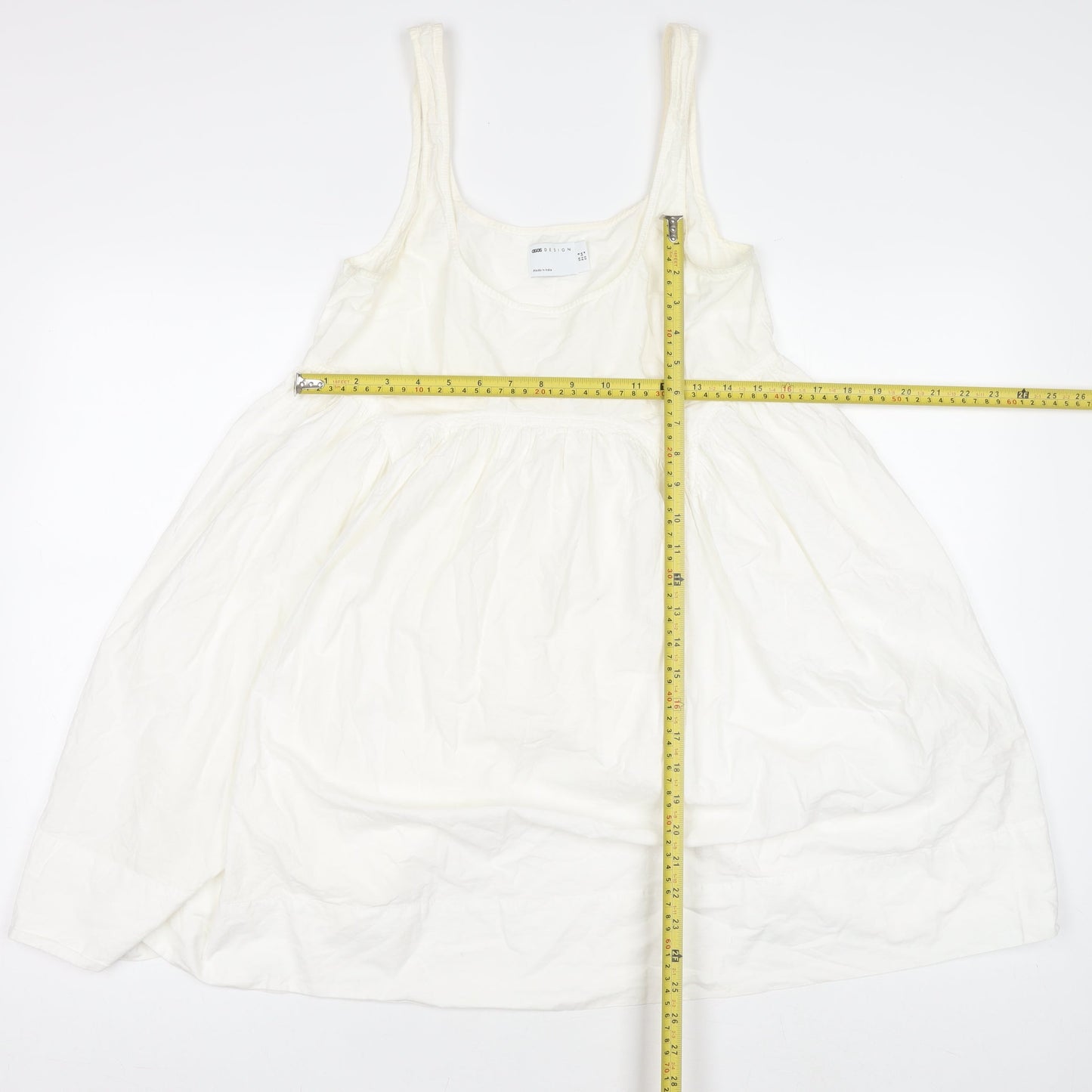 ASOS DESIGN Women’s White Cotton Slip Dress Size 8 Sleeveless Summer