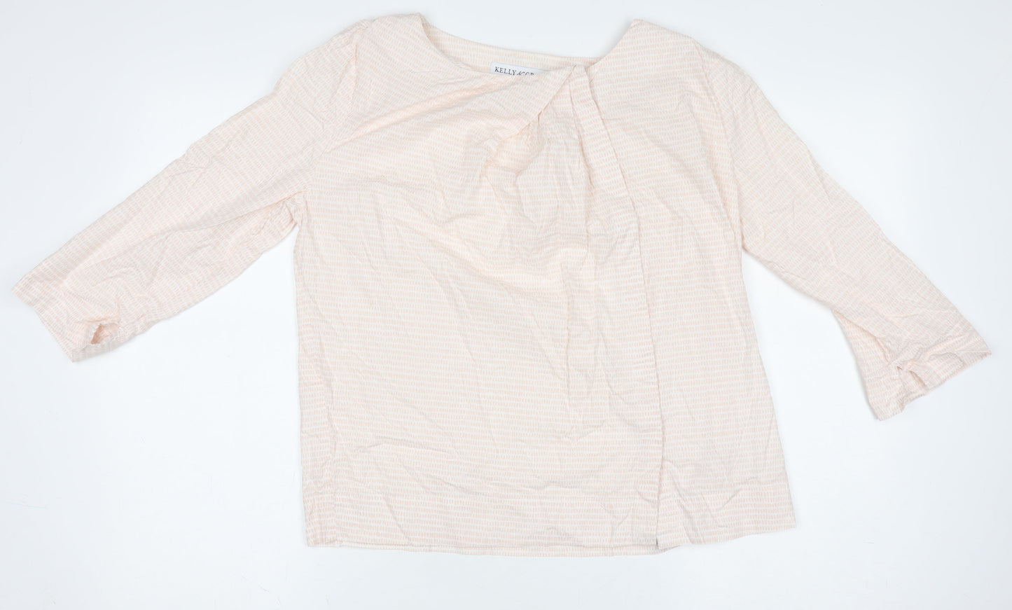 Kelly & Grace Women's Beige Tunic Blouse M 3/4 Sleeve Cotton Blend