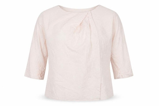 Kelly & Grace Women's Beige Tunic Blouse M 3/4 Sleeve Cotton Blend