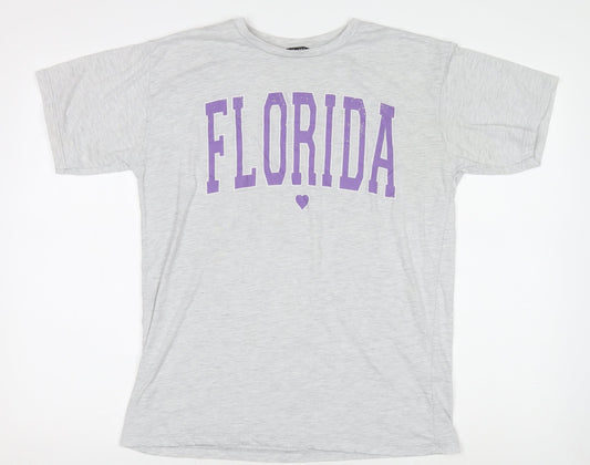MaxMila Women’s Grey Florida Print Cotton T-Shirt Size M