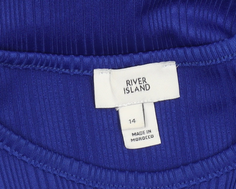 River Island Women’s Blue Bodycon Midi Dress Size 14