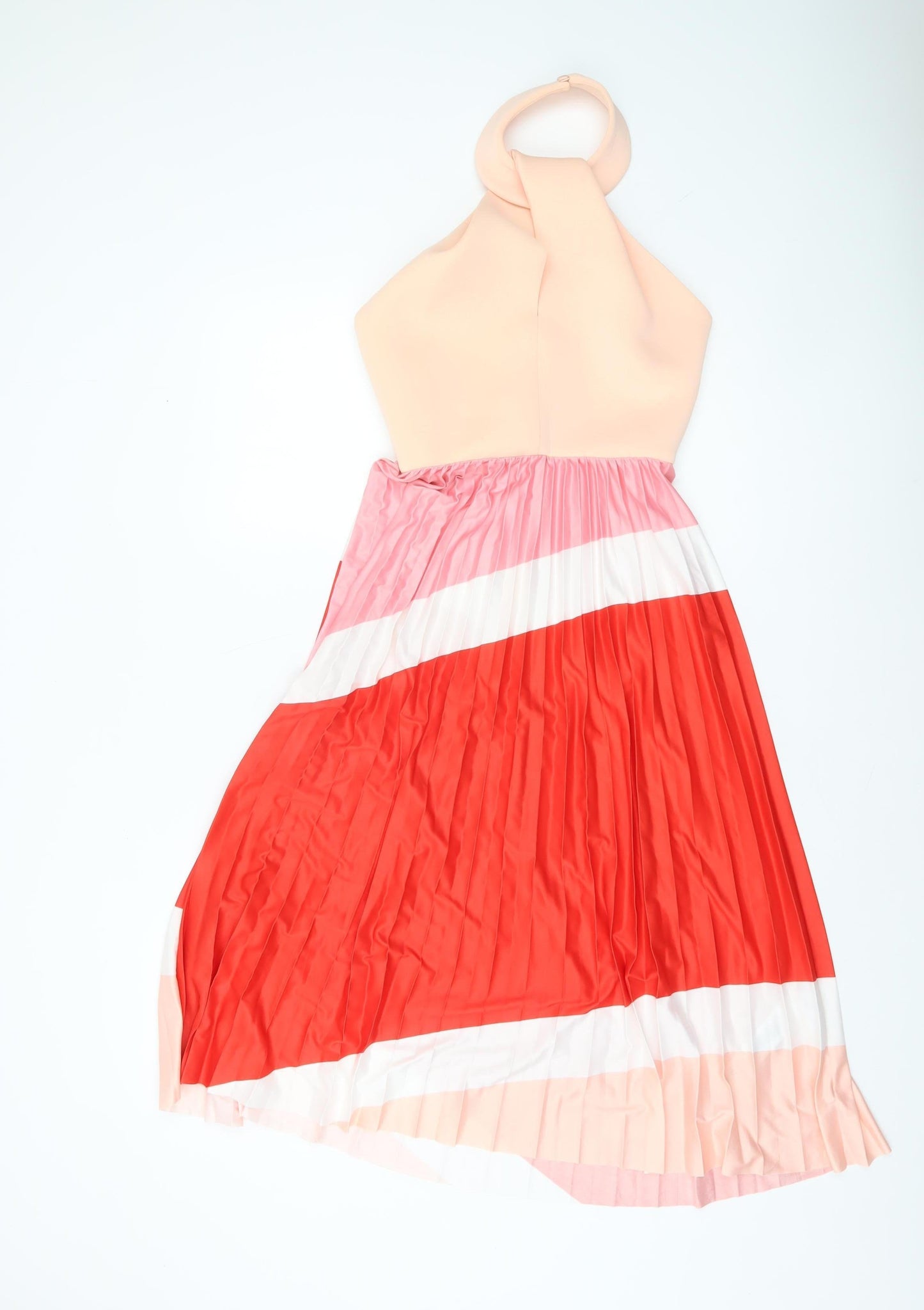ASOS Women’s Multicoloured Halter Pleated Midi A-Line Dress Size 8