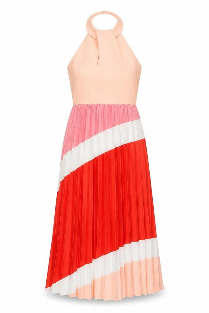 ASOS Women’s Multicoloured Halter Pleated Midi A-Line Dress Size 8