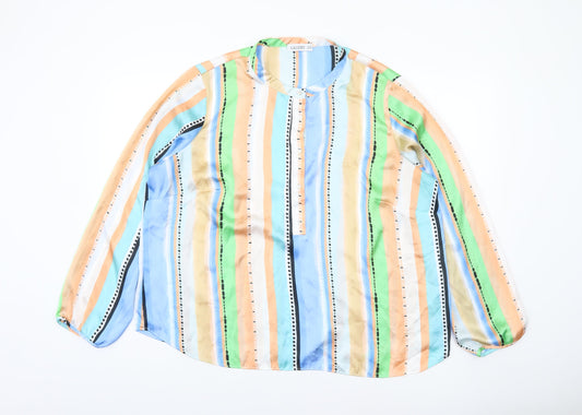 Gallery Women’s Multicoloured Striped Long Sleeve Blouse UK 20