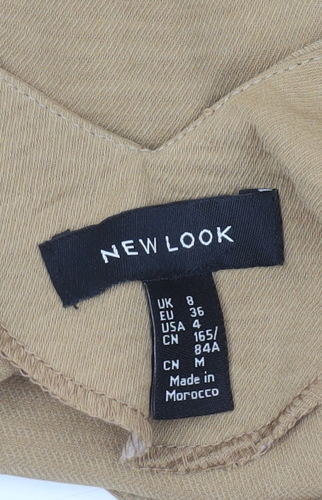 New Look Women’s Beige V-Neck Button Woven Camisole Top UK 8