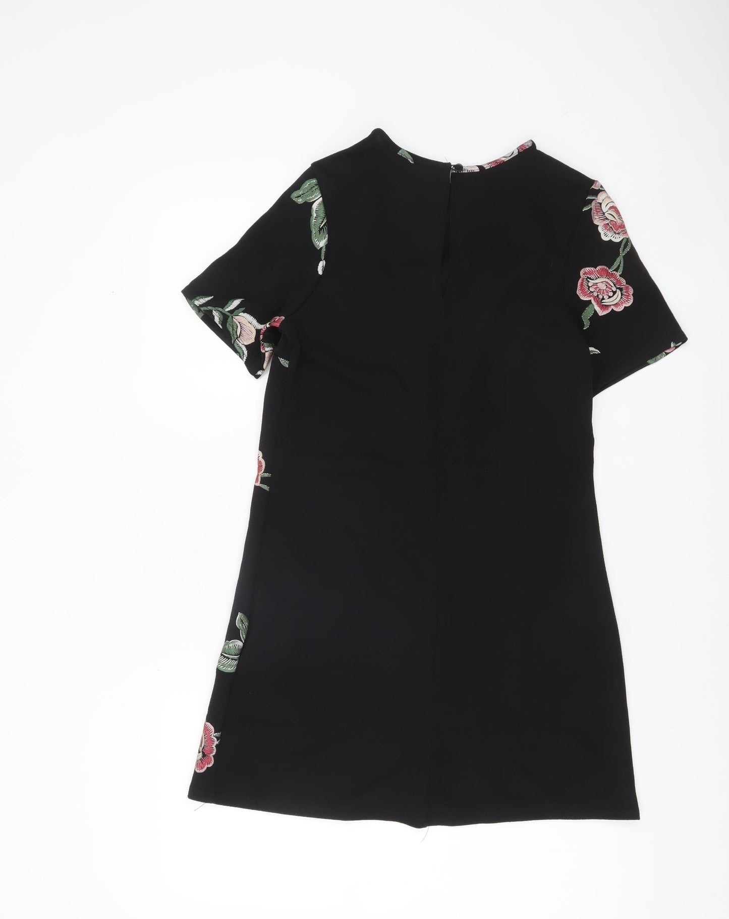 New Look Women's Black Floral Embroidered Shift Dress Size 10