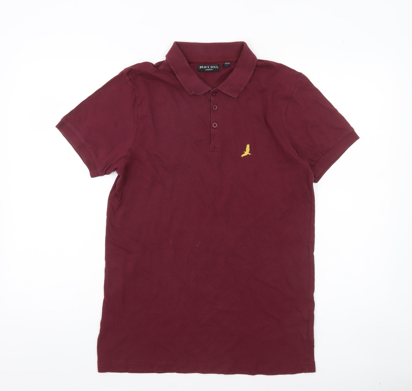 Brave Soul Men’s Red Cotton Short Sleeve Polo Shirt Size L