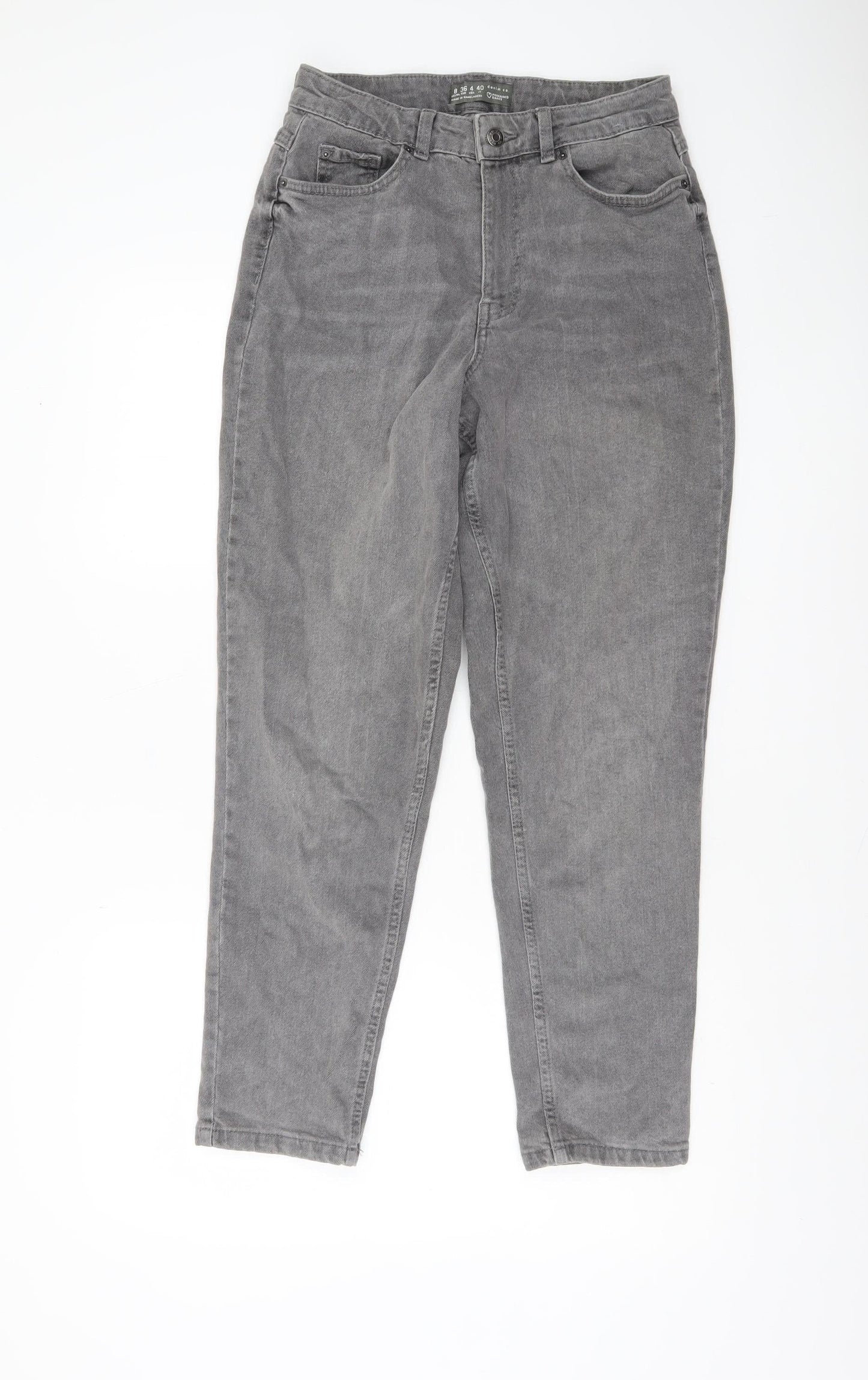 Primark Women Grey Straight Leg Jeans Size 8 Regular Fit Denim