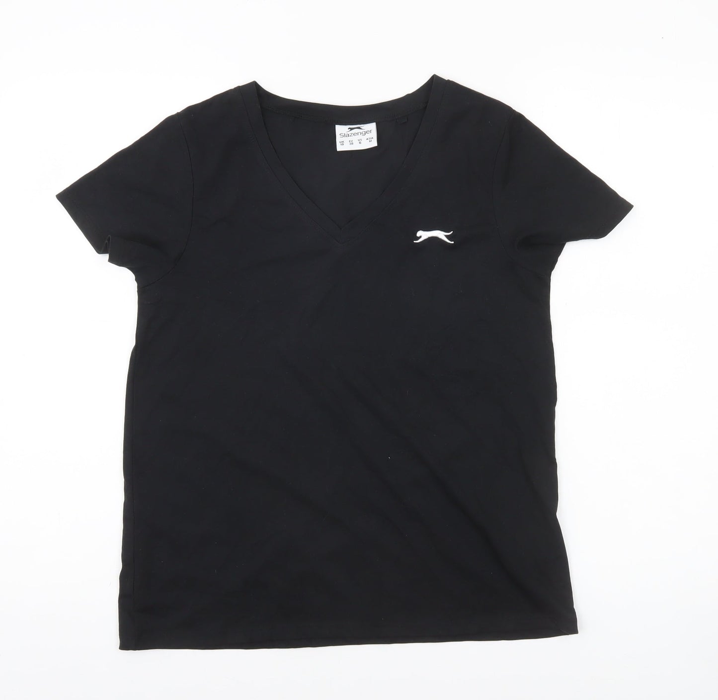 Slazenger Women’s Black V-Neck Short Sleeve Basic T-Shirt Size 10
