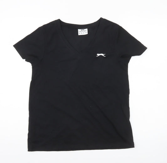 Slazenger Women’s Black V-Neck Short Sleeve Basic T-Shirt Size 10