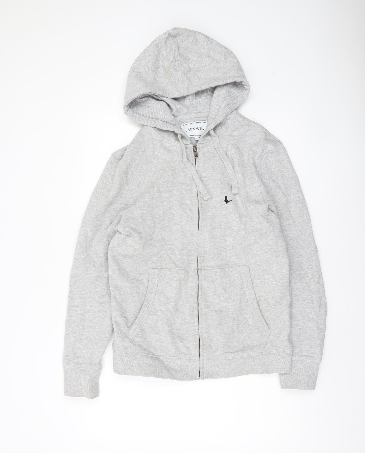 Jack Wills Men’s Grey Full Zip Hoodie Size S Cotton Fleece