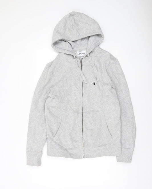 Jack Wills Men’s Grey Full Zip Hoodie Size S Cotton Fleece
