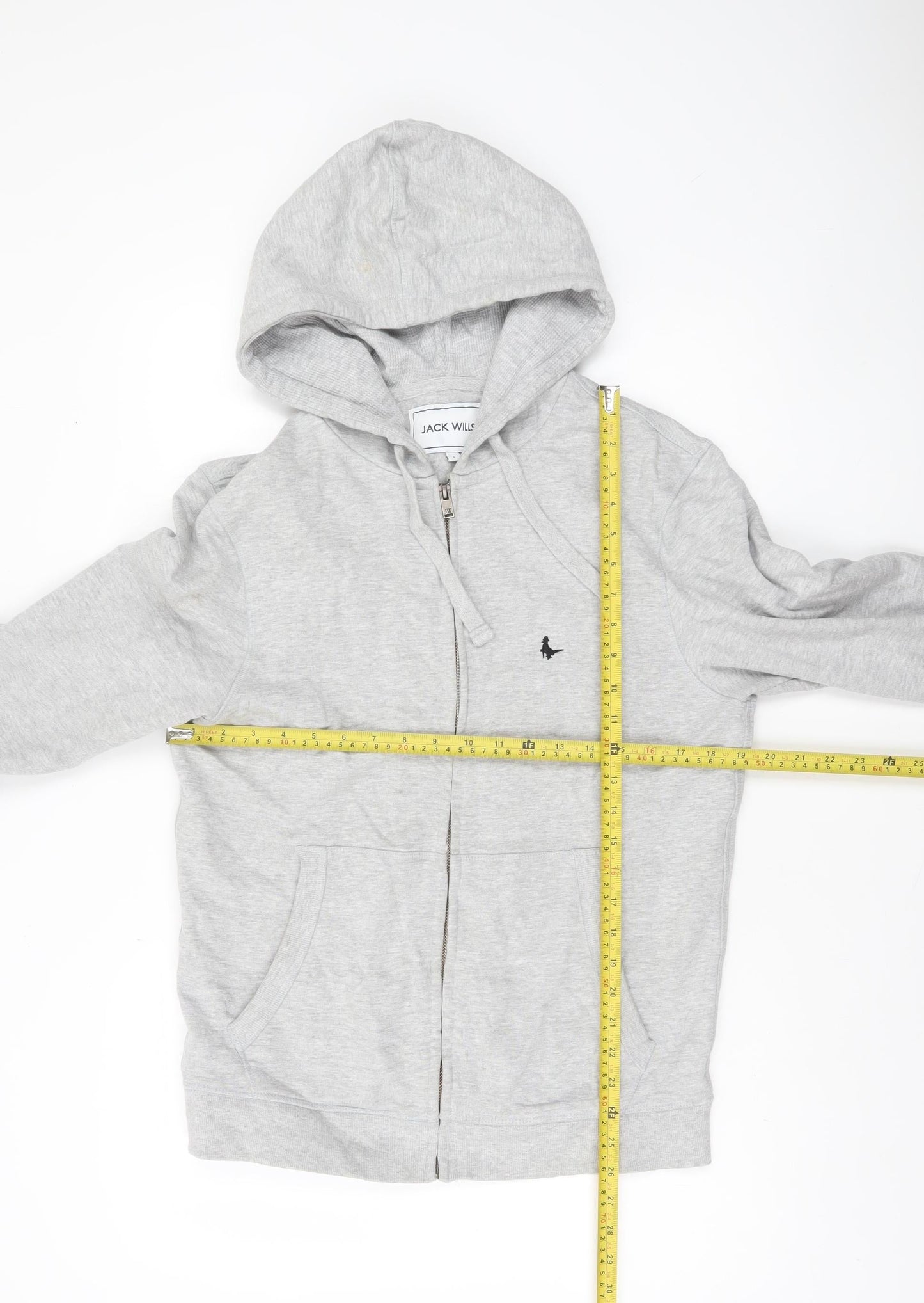 Jack Wills Men’s Grey Full Zip Hoodie Size S Cotton Fleece