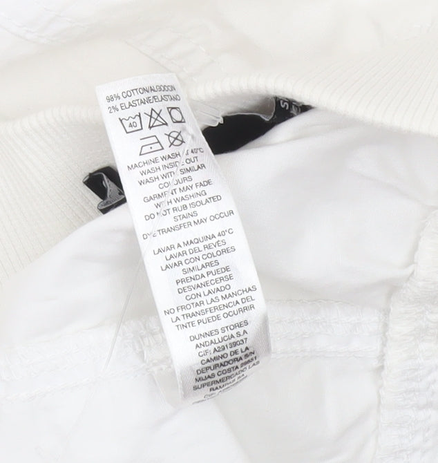 Dunnes Stores Womens White Cotton Capri Trousers Size 10