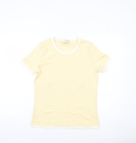 INTOWN Women’s Yellow Ringer Cotton T-Shirt Size M