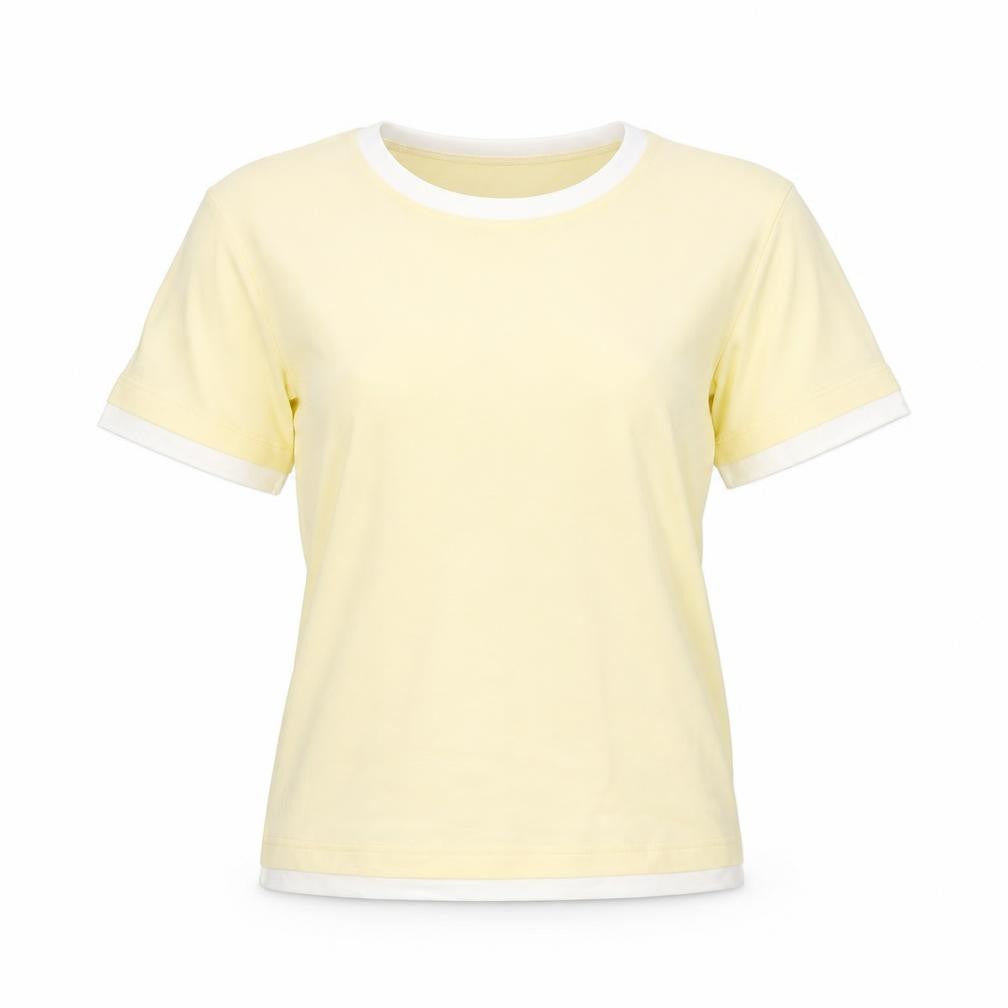 INTOWN Women’s Yellow Ringer Cotton T-Shirt Size M